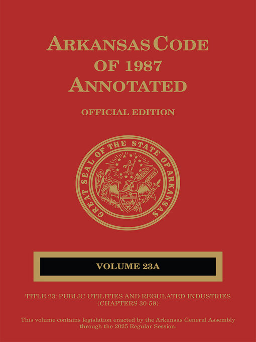 Title details for Arkansas Code of 1987 Annotated by Publisher's Editorial Staff - Wait list